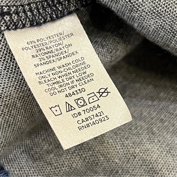 LOFT Blue Diamond Jacquard Square Neck Top, Size Small - Picture 5 of 8